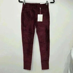 Mid rise maroon velvet skinny Jean